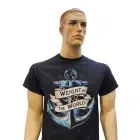 a mannequin wearing a black shirt "Weight of the World"